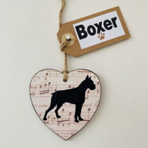 Boxer Heart (with tag) Plaque - dark beige