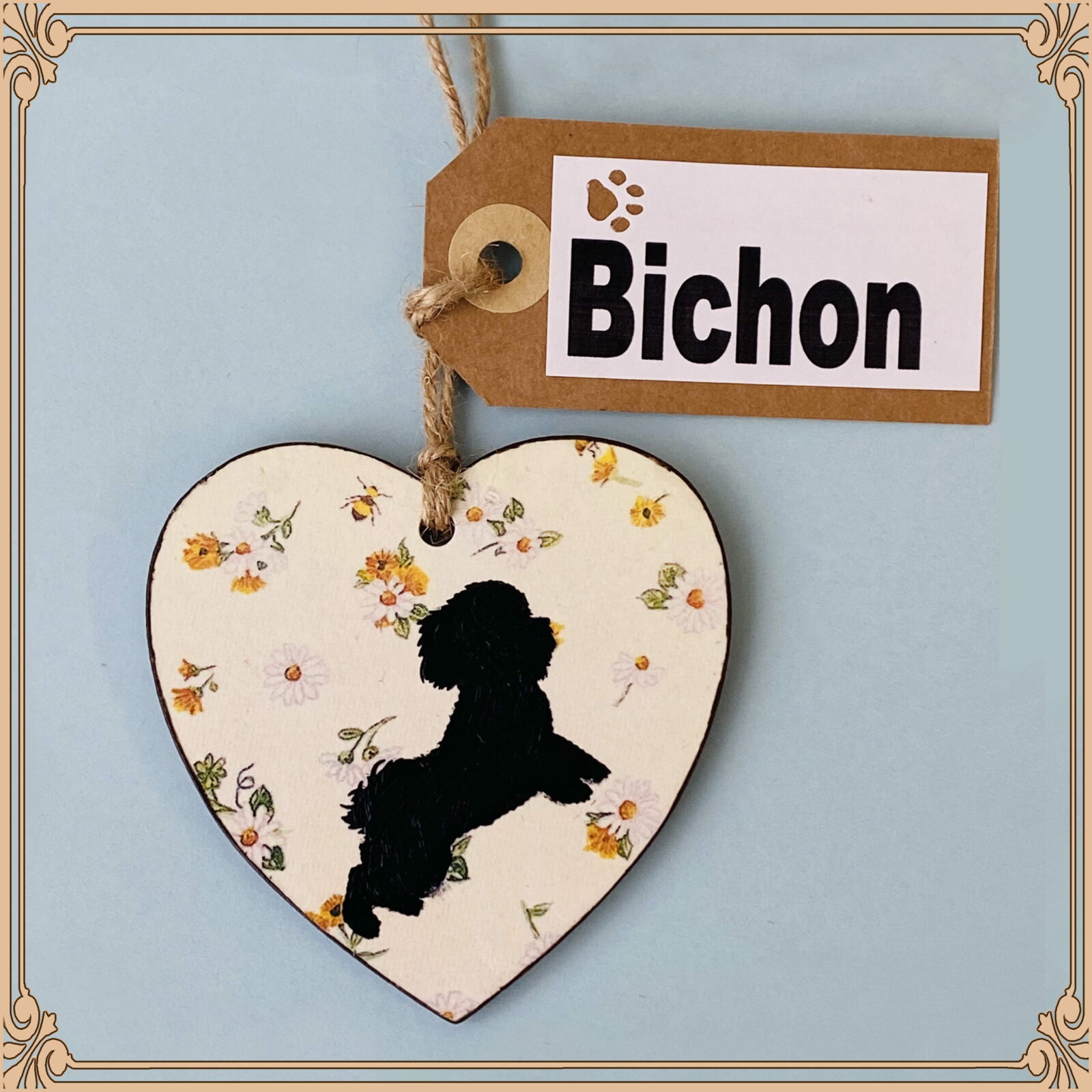 Bichon Heart (with tag) Plaque