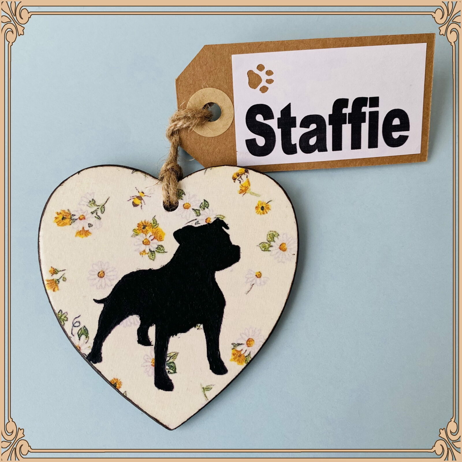 Staffie Heart (with tag) Plaque