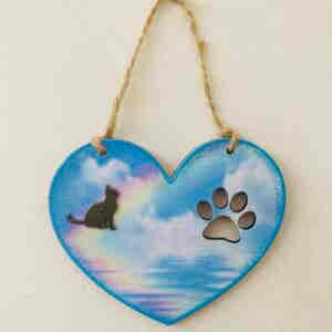 Rainbow Heart (with cat) Memorial Plaque