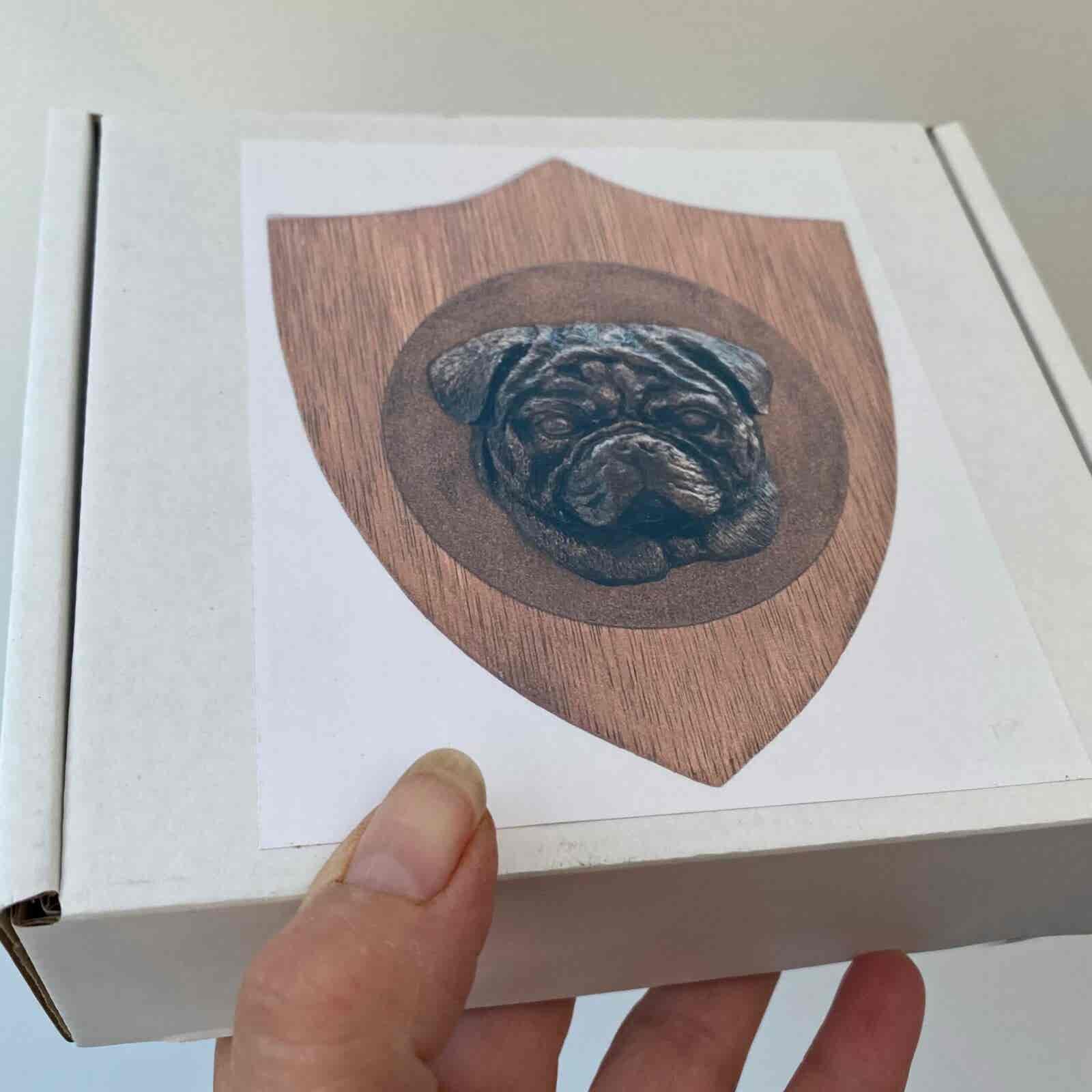 3D Dog Head on Wooden Shield - Pug - Image 6