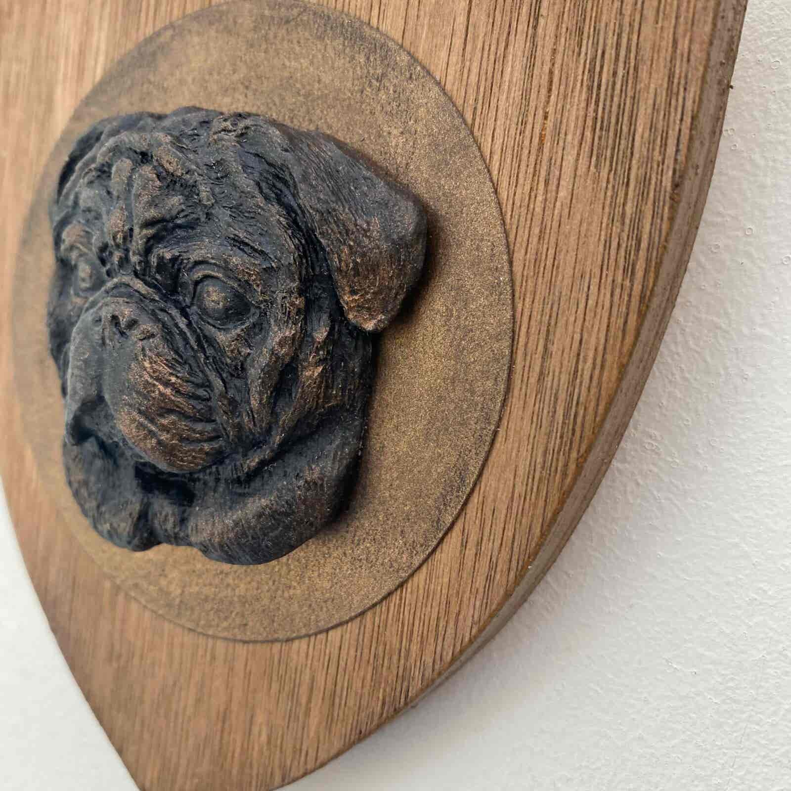 3D Dog Head on Wooden Shield - Pug - Image 4