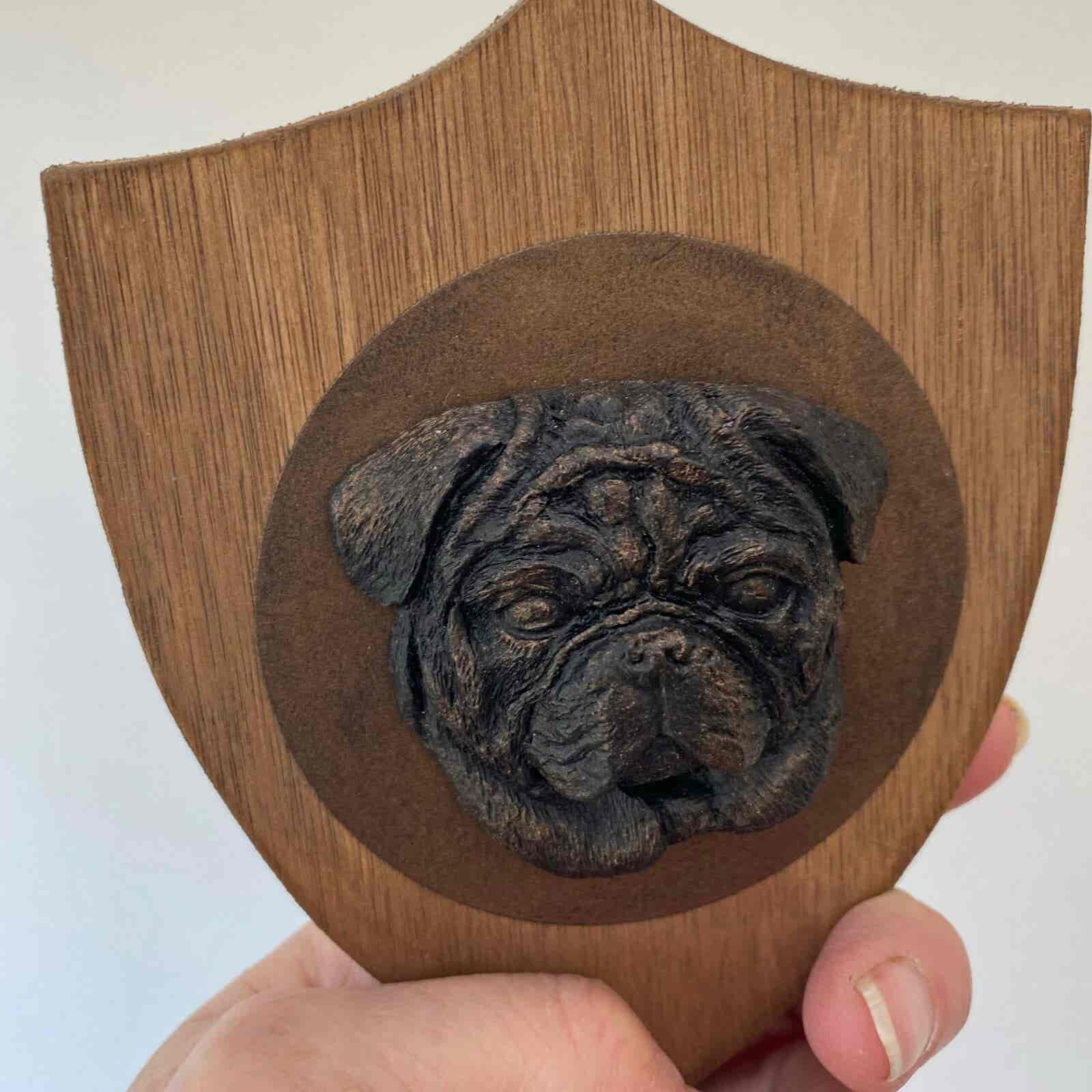 3D Dog Head on Wooden Shield - Pug - Image 3