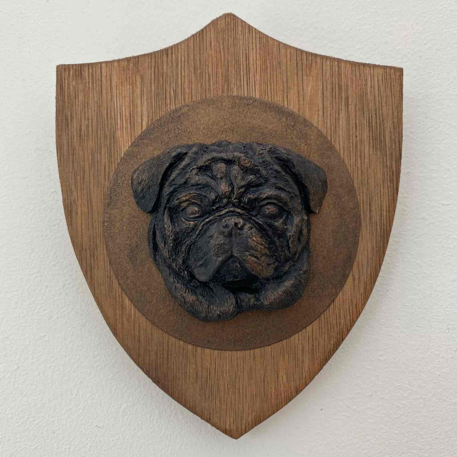 3D Dog Head on Wooden Shield - Pug - Image 2