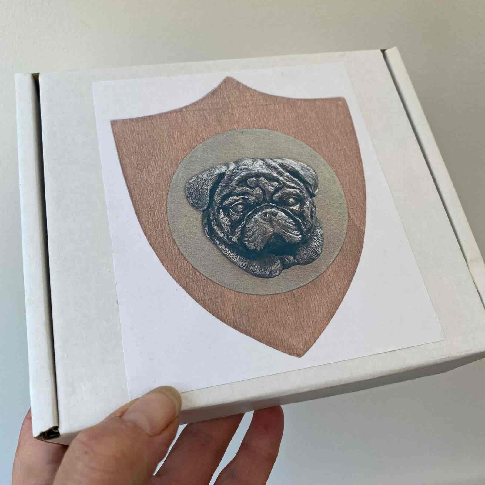 3D Dog Head on Wooden Shield - Pug - Image 11