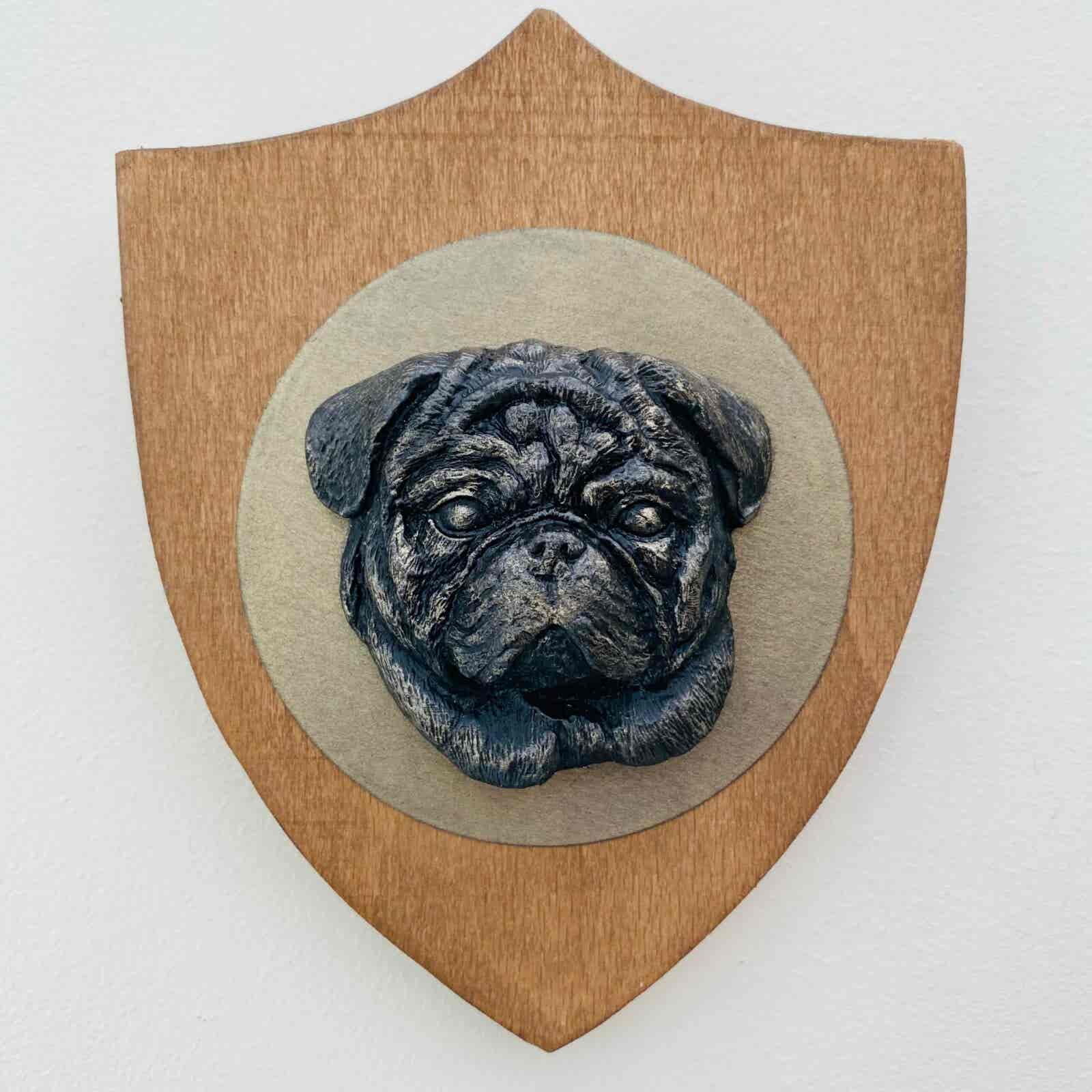 3D Dog Head on Wooden Shield - Pug - Image 7