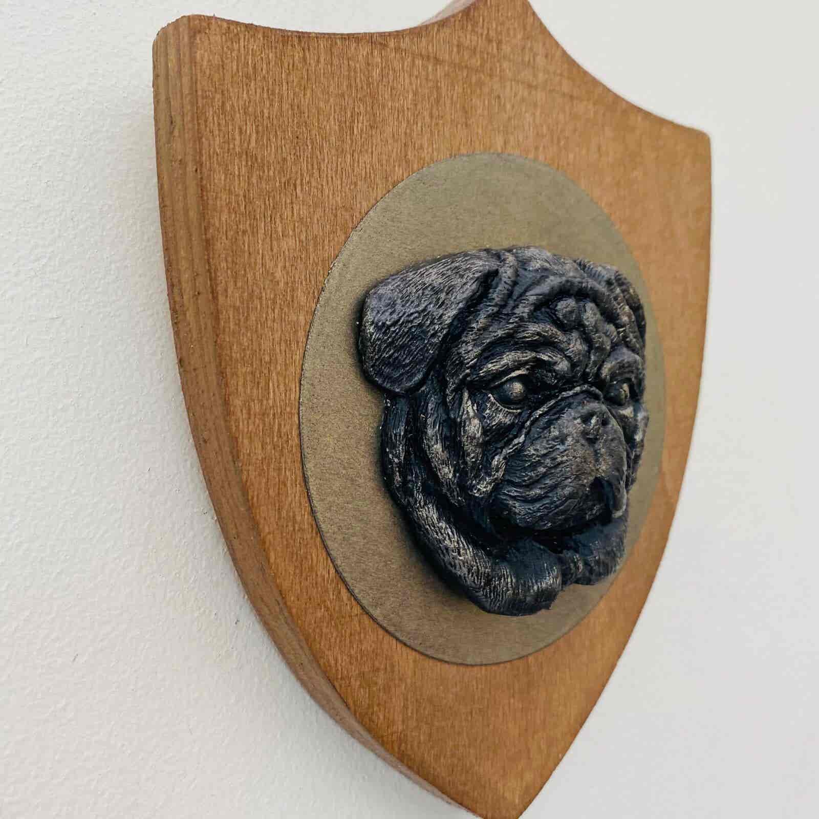 3D Dog Head on Wooden Shield - Pug - Image 10