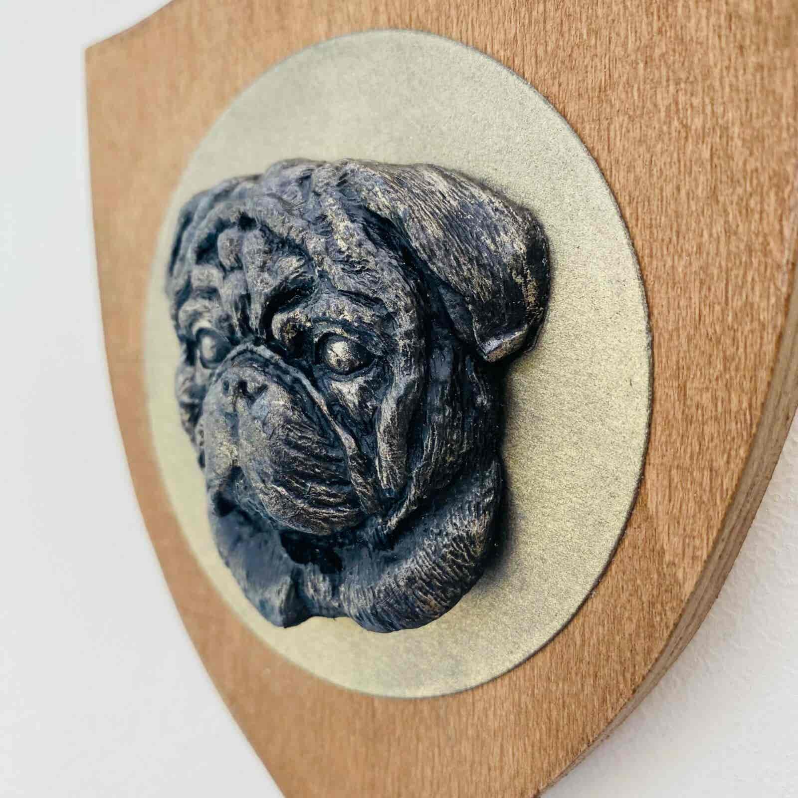3D Dog Head on Wooden Shield - Pug - Image 9