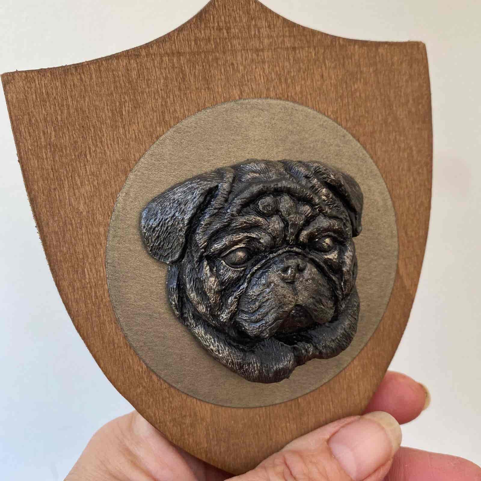 3D Dog Head on Wooden Shield - Pug - Image 8