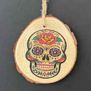 Sugar Skull hanging Wood Slice