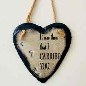 Footprints in the Sand Slate Heart