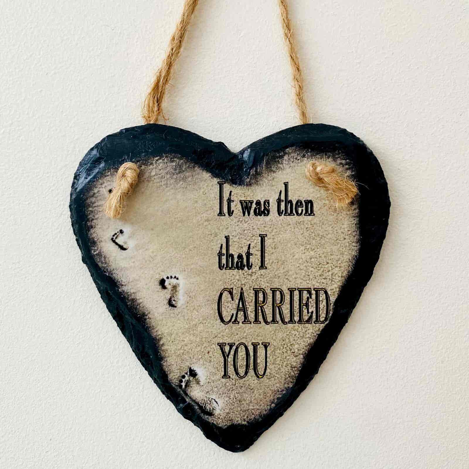 Footprints in the Sand Slate Heart