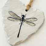 Dragonfly Slate Heart (cream)