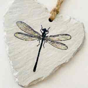 Dragonfly Slate Heart (cream)