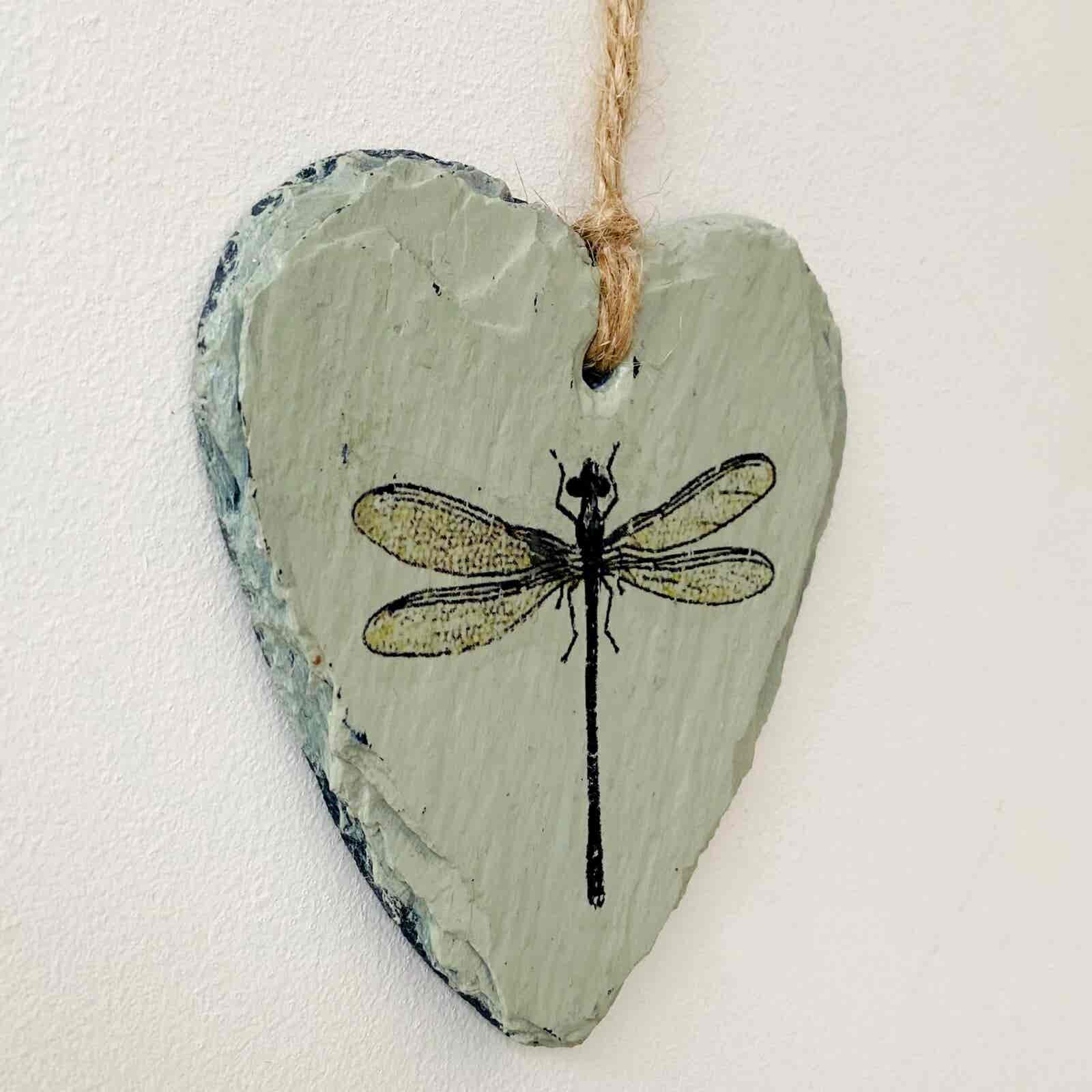 Dragonfly Slate Heart (green) - Image 2