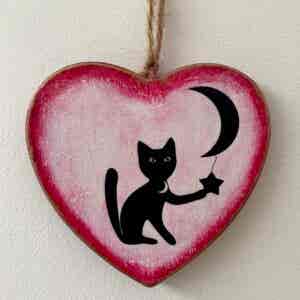 Cat and Moon Heart