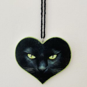 Cat's Eyes Heart Plaque (small) - Green