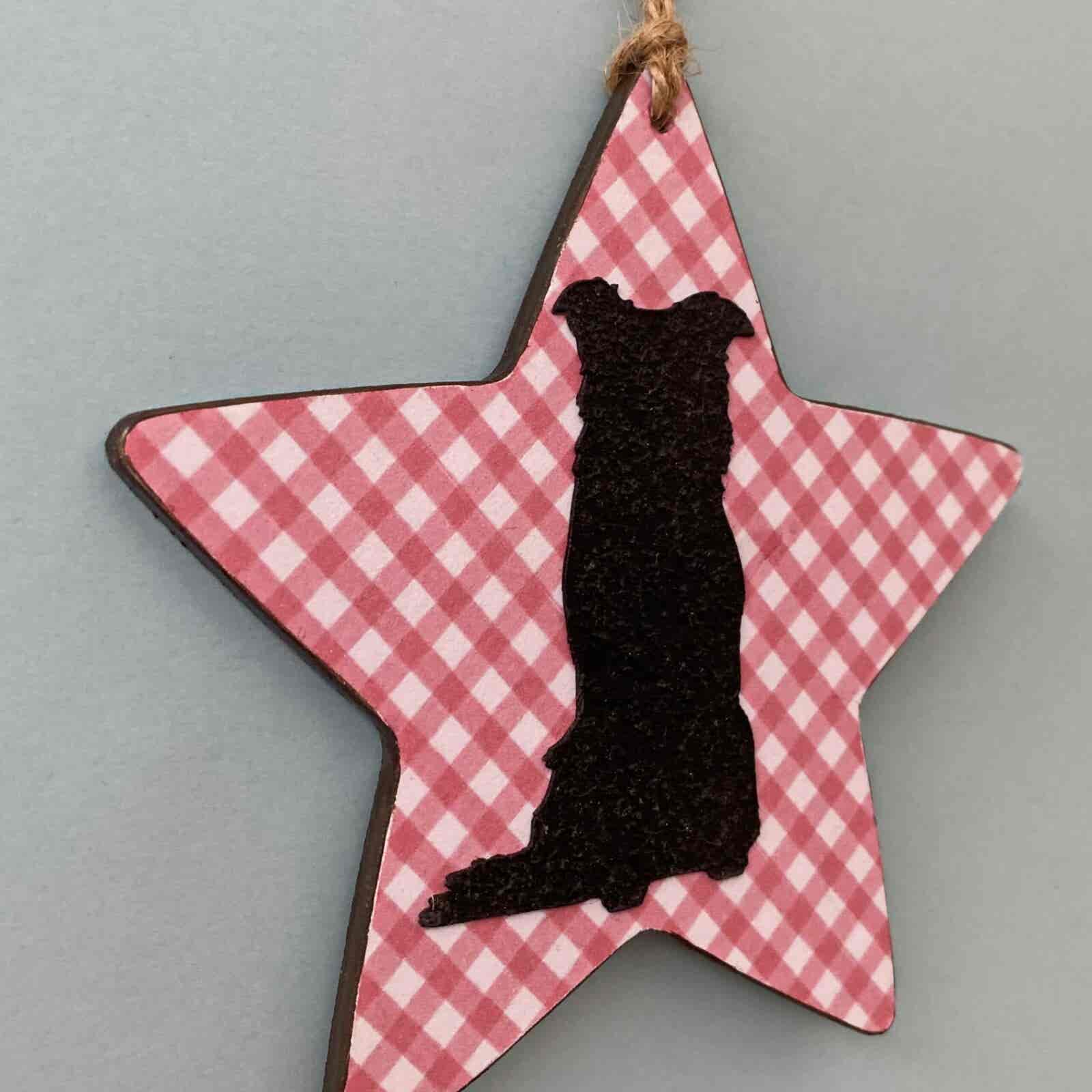 Border Collie (on pink & white chequered star) Plaque - Image 3