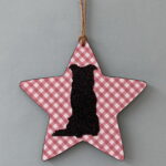 Border Collie (on pink & white chequered star) Plaque