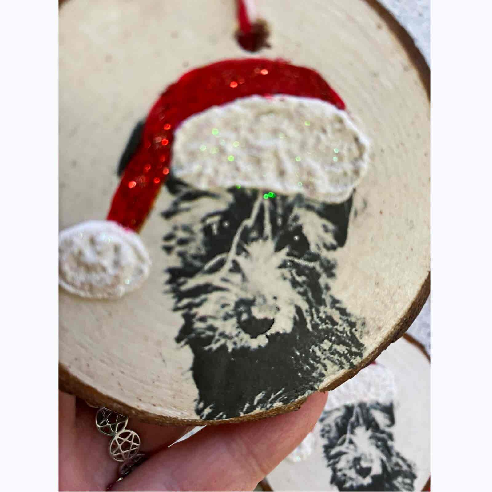 Beddy Whip/Lurcher Christmas hanging Wood Slice - Image 3