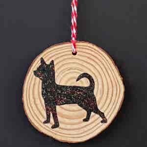 Chihuahua Christmas hanging Wood Slice