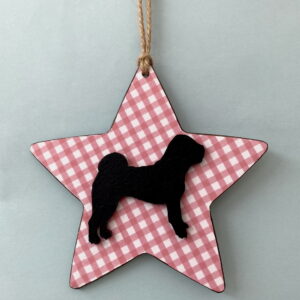 Shar Pei (on pink & white chequered star) Plaque