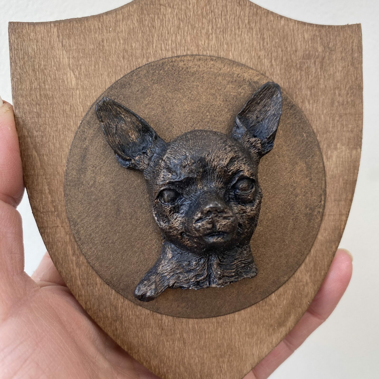 3D Dog Head on Wooden Shield - Chihuahua - Image 4