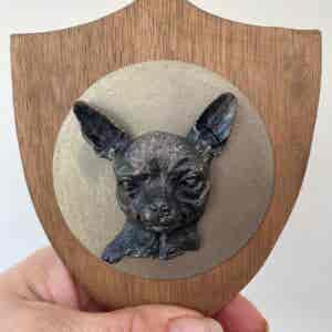 3D Dog Head on Wooden Shield - Chihuahua