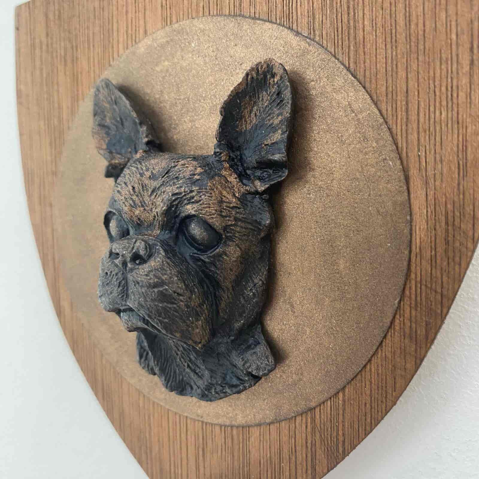 3D Dog Head on Wooden Shield - Boston Terrier - Image 3