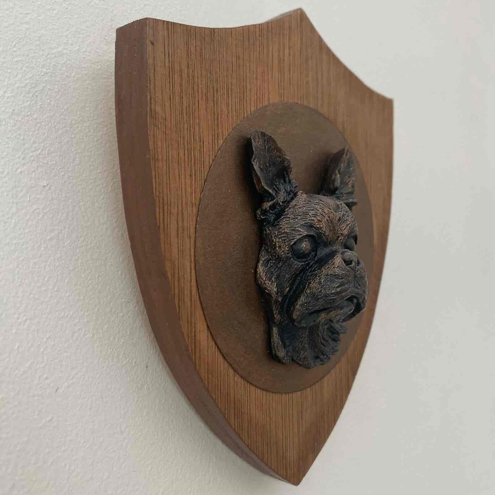 3D Dog Head on Wooden Shield - Boston Terrier - Image 4