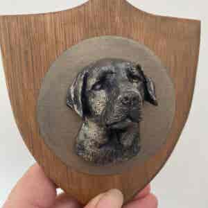 3D Dog Head on Wooden Shield - Labrador