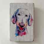Water Colour Paint Effect Plaque - Dog Breeds - Bedlington Terrier