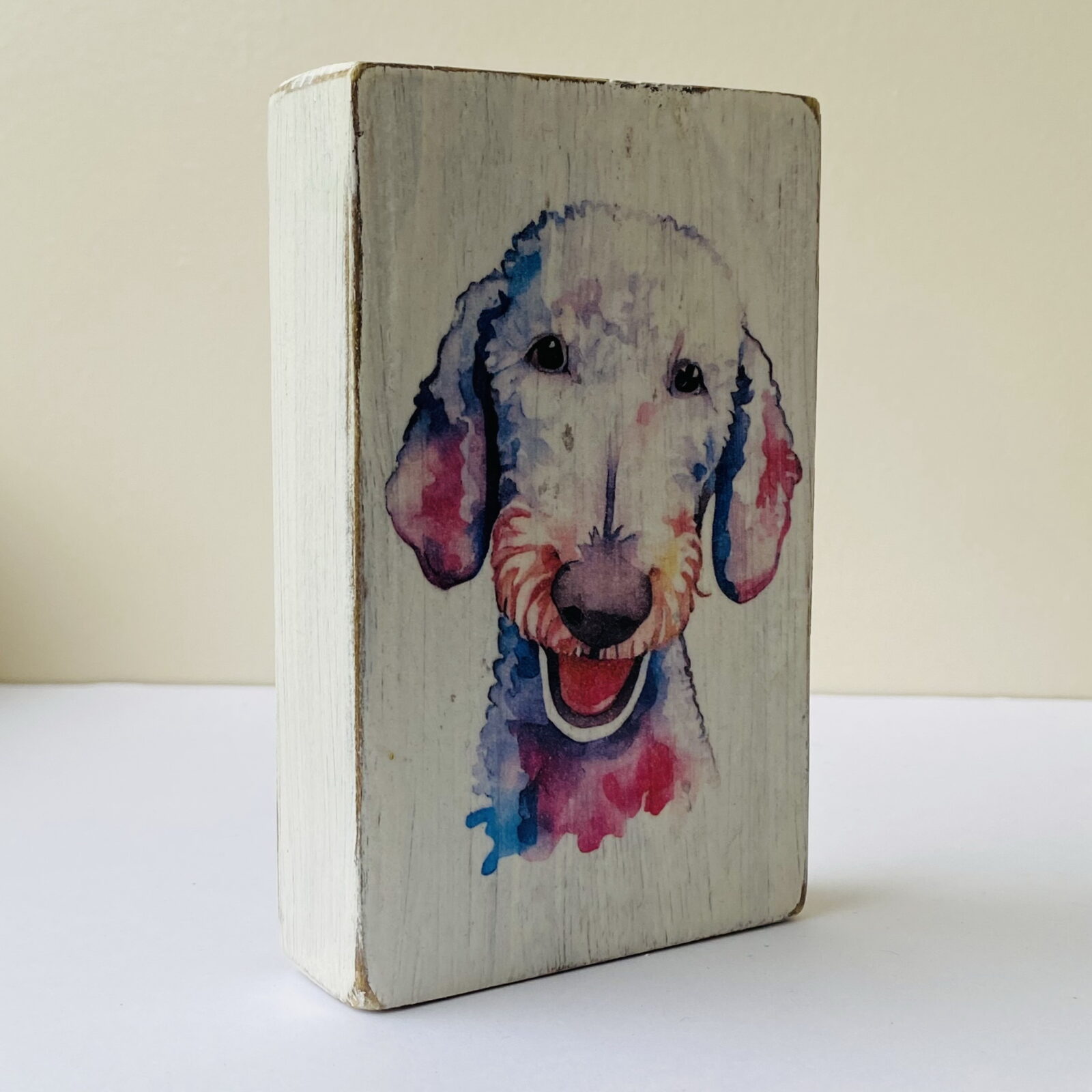 Water Colour Paint Effect Plaque - Dog Breeds - Bedlington Terrier - Image 2