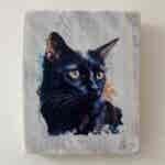 Water Colour Paint Effect Plaque - Black Cat