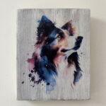Water Colour Paint Effect Plaque - Dog Breeds - Border Collie 2