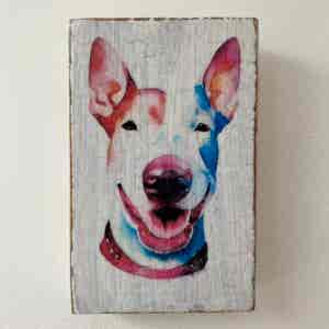 Water Colour Paint Effect Plaque - Dog Breeds - Bull Terrier