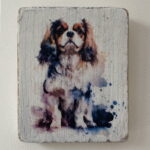 Water Colour Paint Effect Plaque - Dog Breeds - King Charles Spaniel