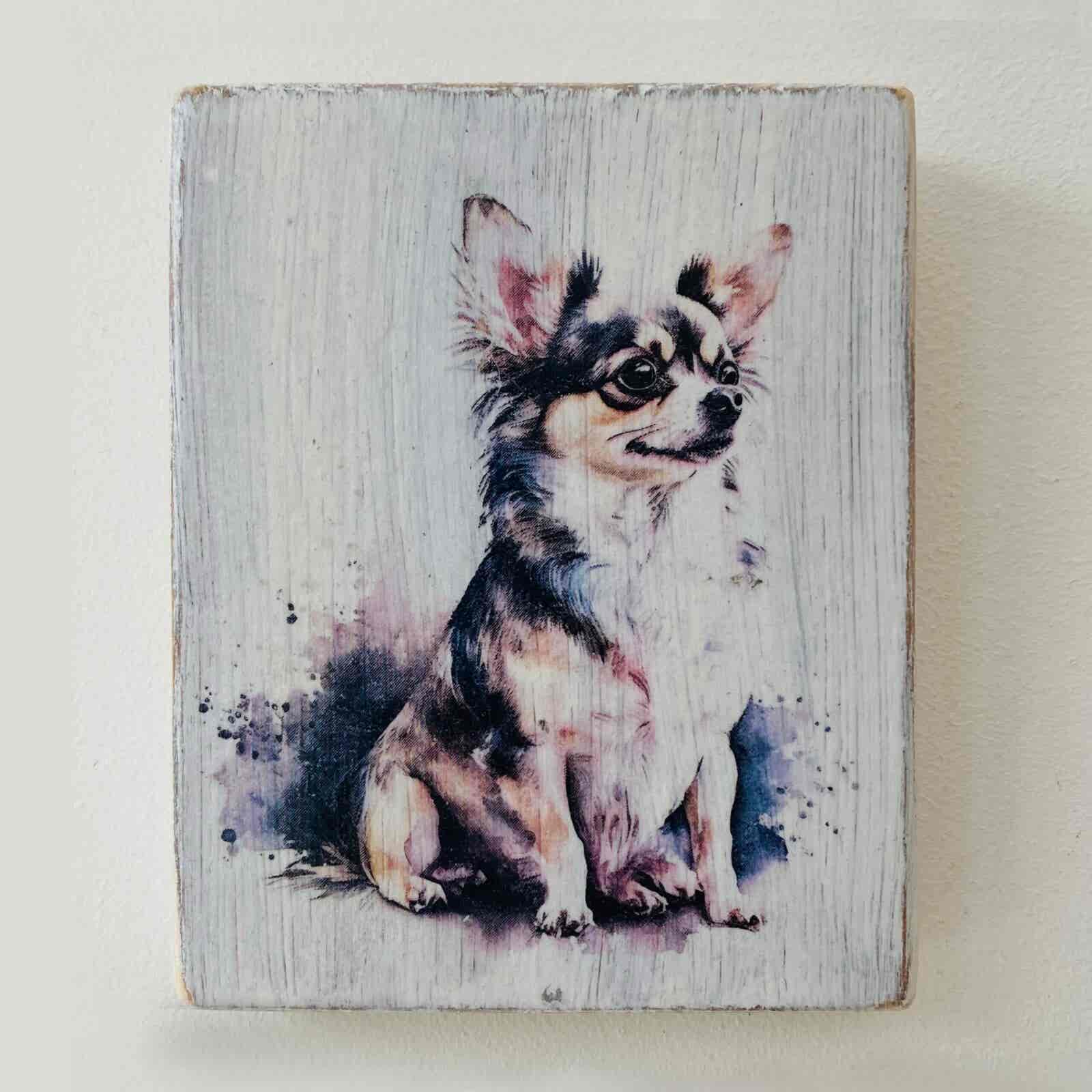 Water Colour Paint Effect Plaque - Dog Breeds - Chihuahua