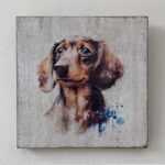 Water Colour Paint Effect Plaque - Dog Breeds - Dachshund