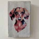 Water Colour Paint Effect Plaque - Dog Breeds - Dachshund 2