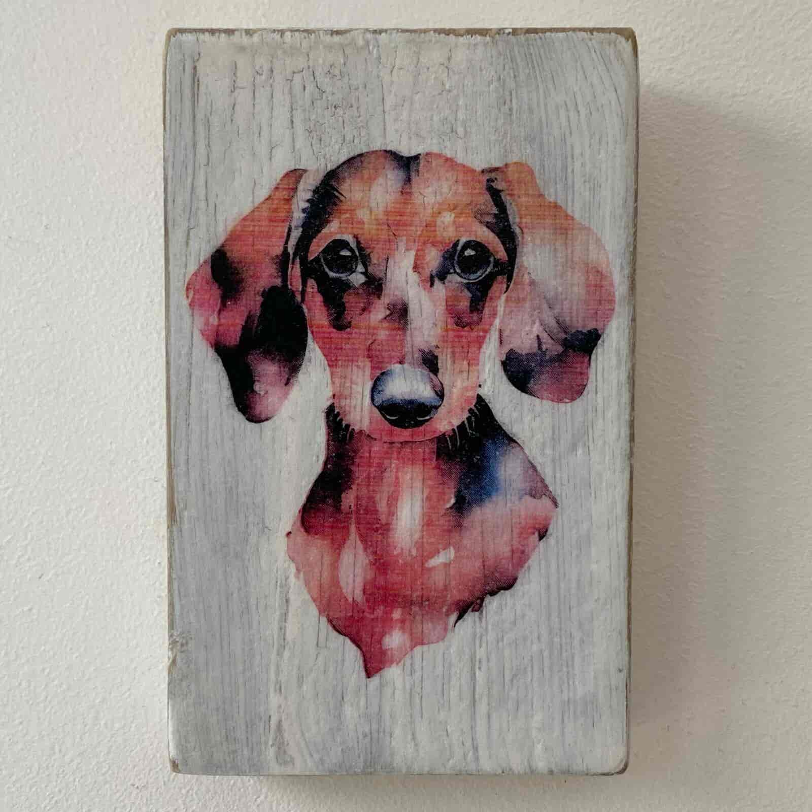 Water Colour Paint Effect Plaque - Dog Breeds - Dachshund 2