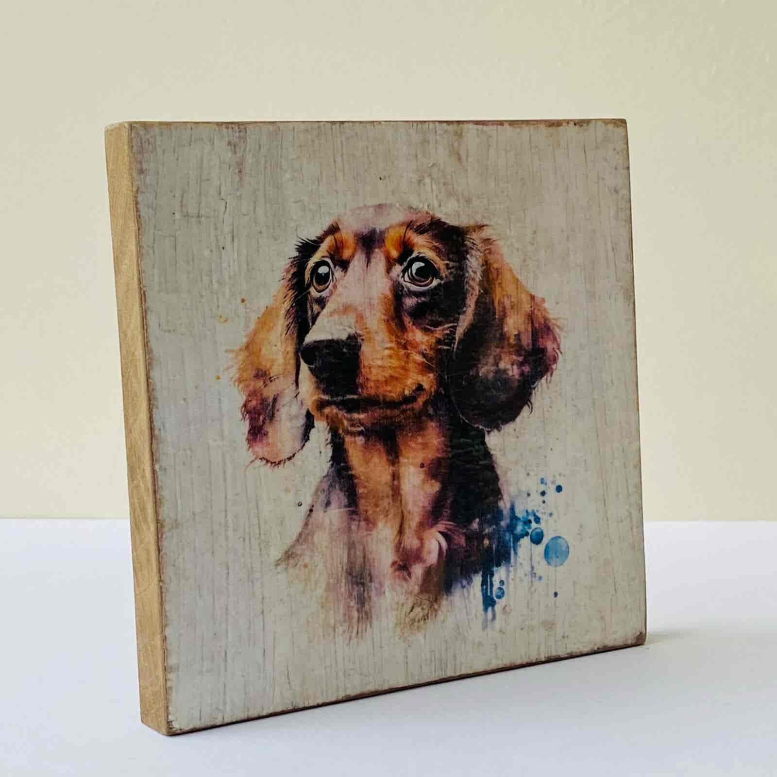 Water Colour Paint Effect Plaque - Dog Breeds - Dachshund - Image 2