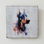 Water Colour Paint Effect Plaque - Dog Breeds - Doberman