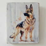 Water Colour Paint Effect Plaque - Dog Breeds - German Shepherd