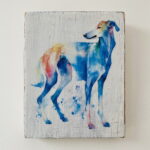 Water Colour Paint Effect Plaque - Dog Breeds - Greyhound