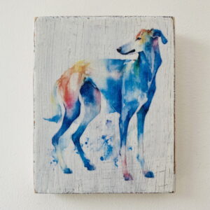Water Colour Paint Effect Plaque - Dog Breeds - Greyhound