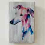 Water Colour Paint Effect Plaque - Dog Breeds - Greyhound 2