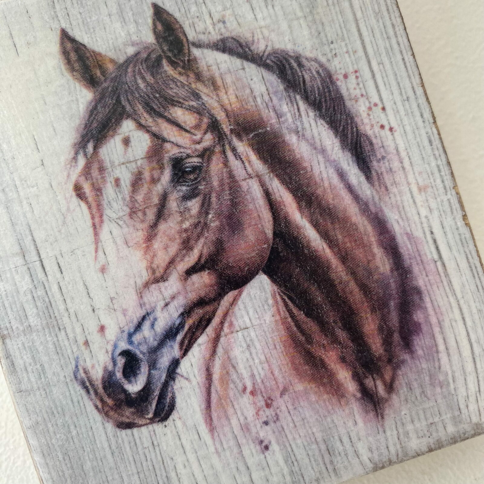 Water Colour Paint Effect Plaque - Horse Head - Image 5