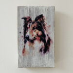 Water Colour Paint Effect Plaque - Dog Breeds - Rough Collie