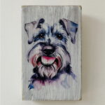 Water Colour Paint Effect Plaque - Dog Breeds - Schnauzer